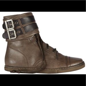 All saints Damisi high top buckle leather sneakers